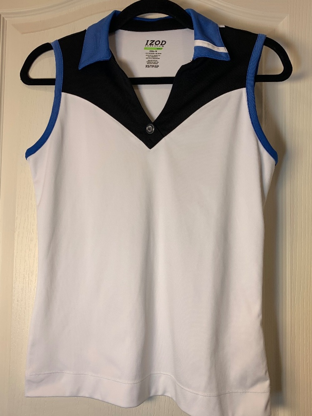 IZOD‎ Golf Cool-FX Sleeveless Polo Tank Women’s XS White Blue Black